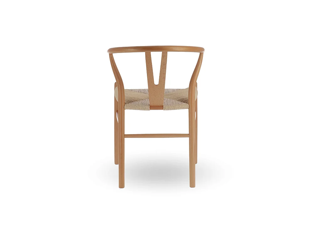 Pack de 2 sillas de madera natural de 77x55x55 cm con asiento trenzado en color beige Otti