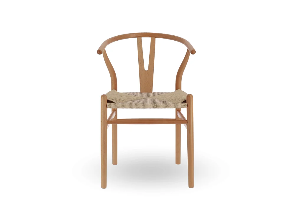 Pack de 2 sillas de madera natural de 77x55x55 cm con asiento trenzado en color beige Otti