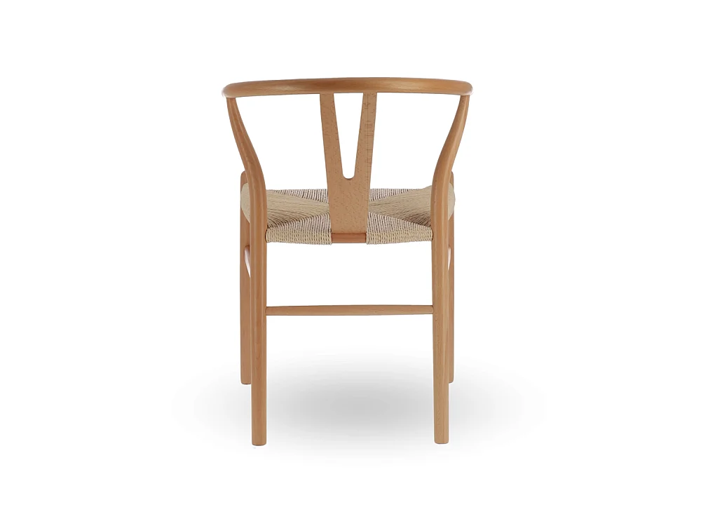 Pack de 2 sillas de madera natural de 77x55x55 cm con asiento trenzado en color beige Otti