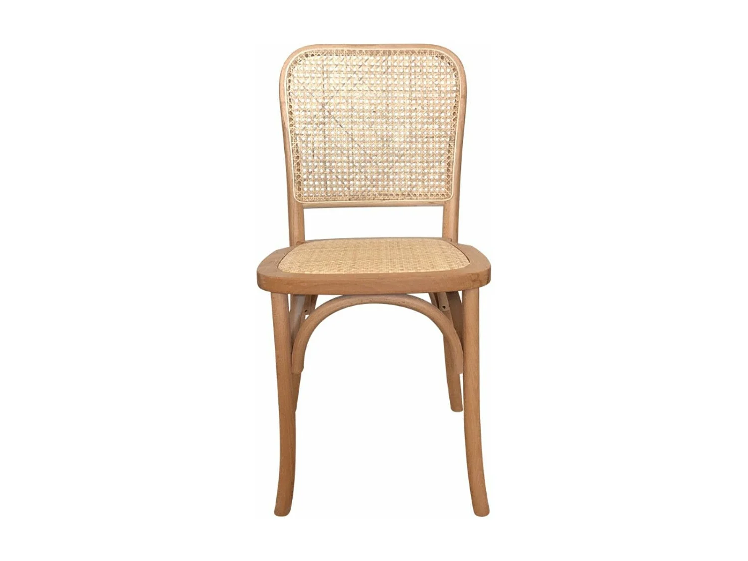 Pack de 2 sillas de 93x45x51 cm de madera maciza y asiento de ratán en color beige Julia