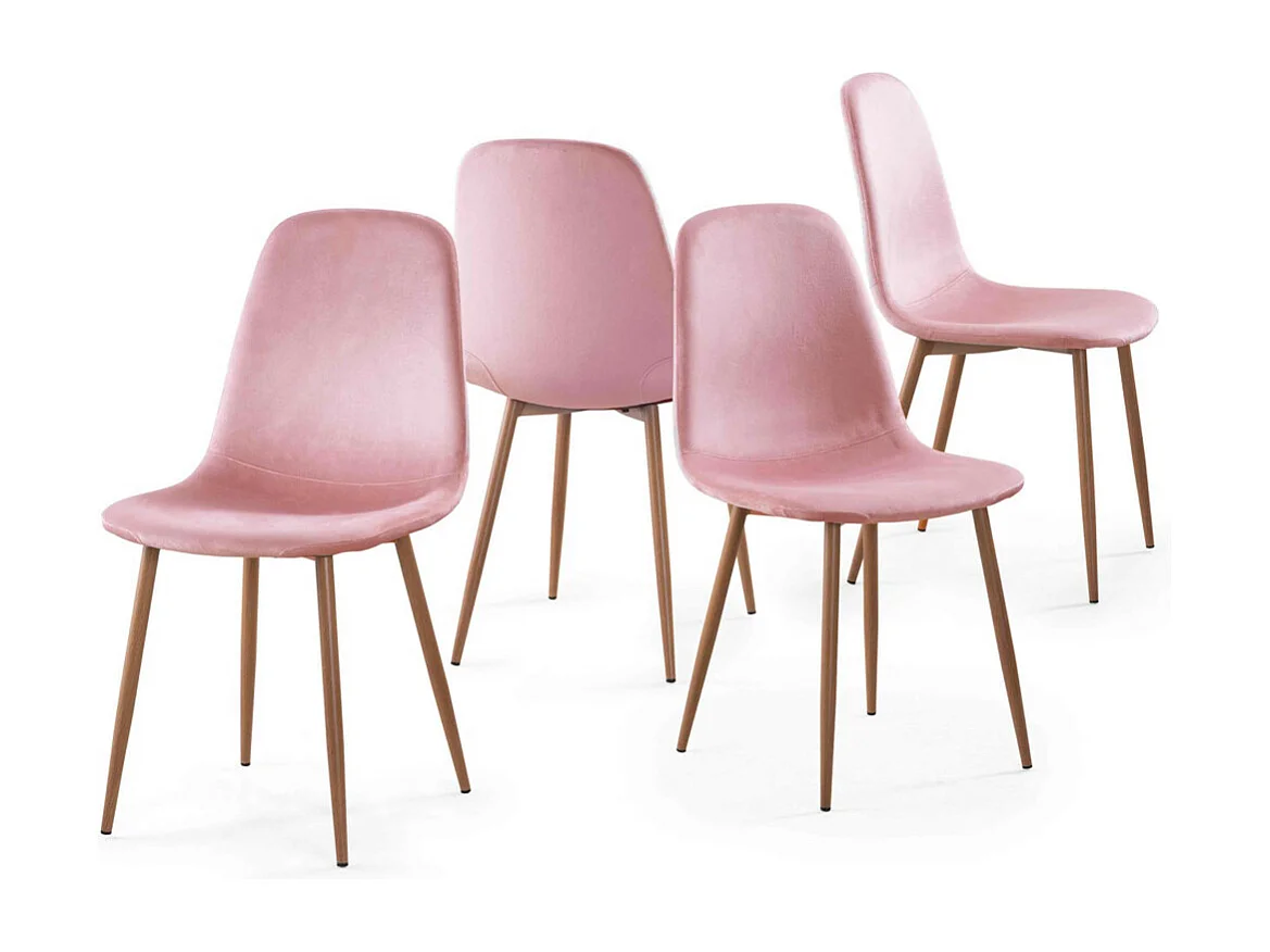 Pack de 4 sillas de comedor de 87x41x48 cm de terciopelo en color rosa Sweden