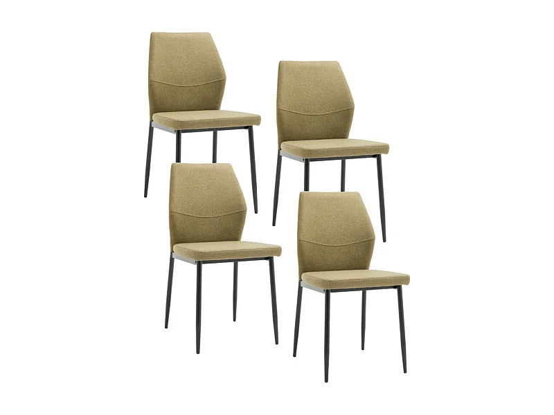 Pack de 4 sillas de 87x49x53 cm de tela en color verde con patas metálicas negras Nobles