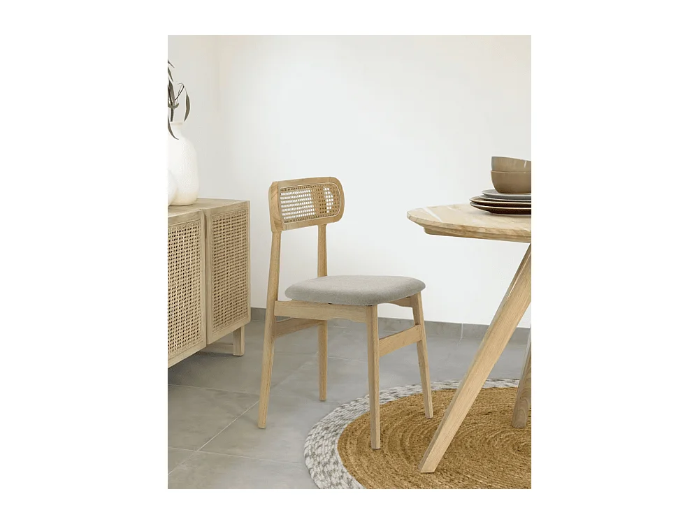 Pack de 2 sillas de comedor de 83x44x45 cm de madera natural en color beige Honey