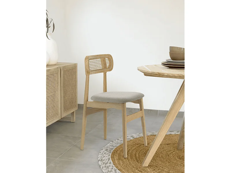 Pack de 2 sillas de comedor de 83x44x45 cm de madera natural en color beige Honey