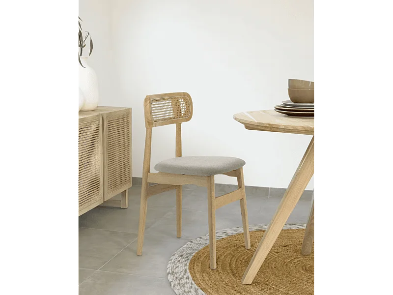 Pack de 2 sillas de comedor de 83x44x45 cm de madera natural en color beige Honey