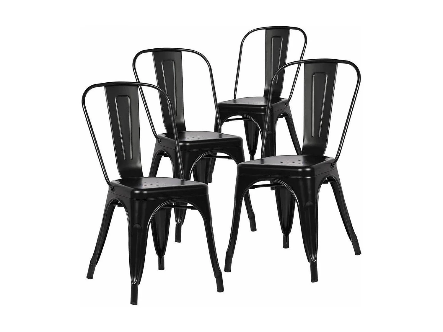Pack de 4 sillas de 86x44x47cm de estilo industrial de metal en color negro Tolix