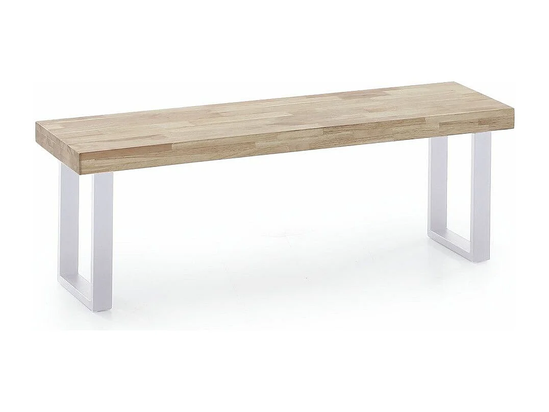 Banco asiento de 120x47x34 cm con en color roble nordish patas metálicas blancas Darek