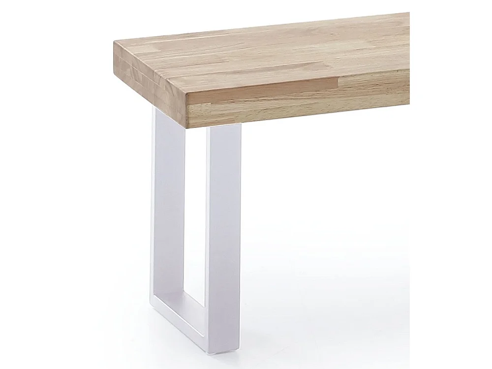 Banco asiento de 120x47x34 cm con en color roble nordish patas metálicas blancas Darek