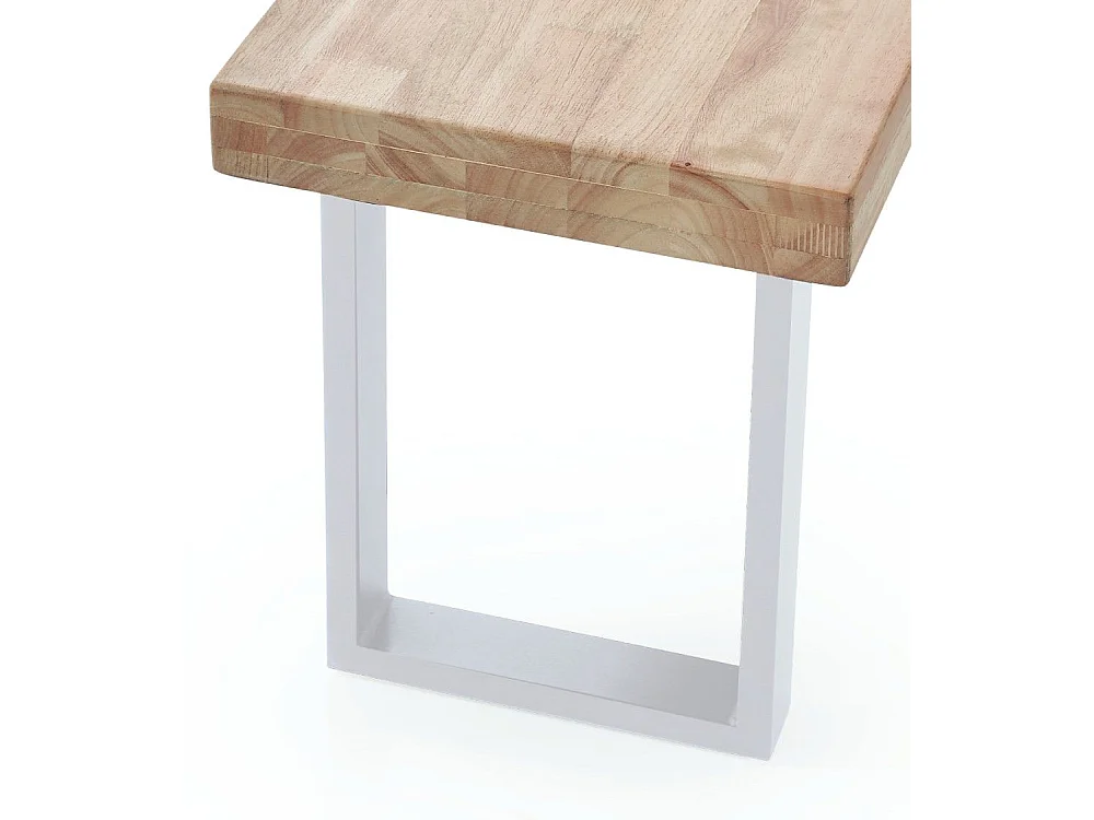 Banco asiento de 120x47x34 cm con en color roble nordish patas metálicas blancas Darek