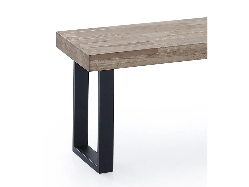 Banco asiento de 120x47x34 cm con en color roble honey patas metálicas negras Darek