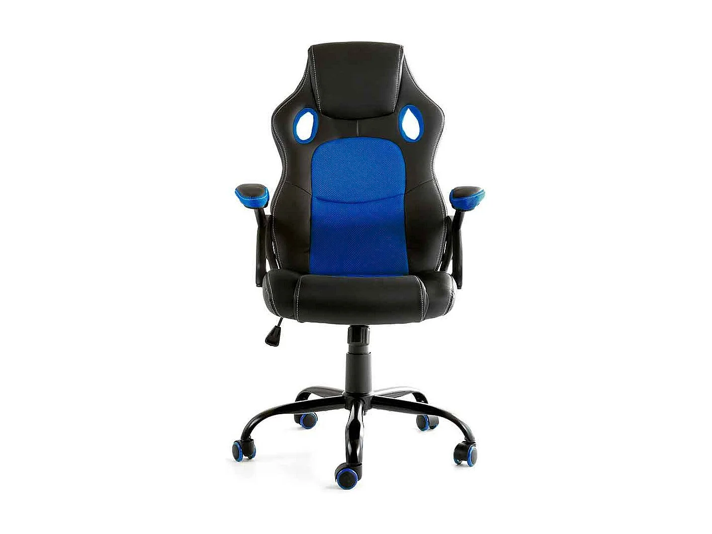 Silla gaming de 110-120x64x52 cm de piel sintética y altura regulabelen color azul X-One
