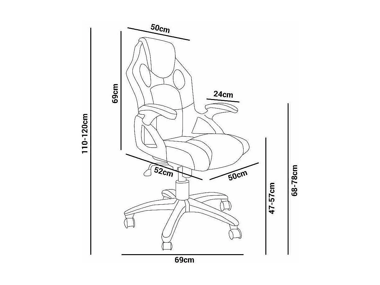 Silla gaming de 110-120x64x52 cm de piel sintética y altura regulabelen color azul X-One