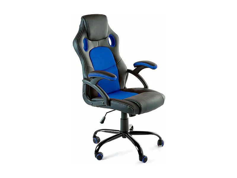 Silla gaming de 110-120x64x52 cm de piel sintética y altura regulabelen color azul X-One