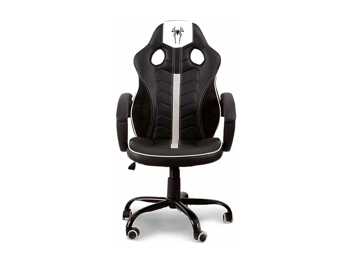 Silla gaming Spider, Silla de escritorio, sillón giratorio elevable de piel sintética con reposabrazos en color blanco