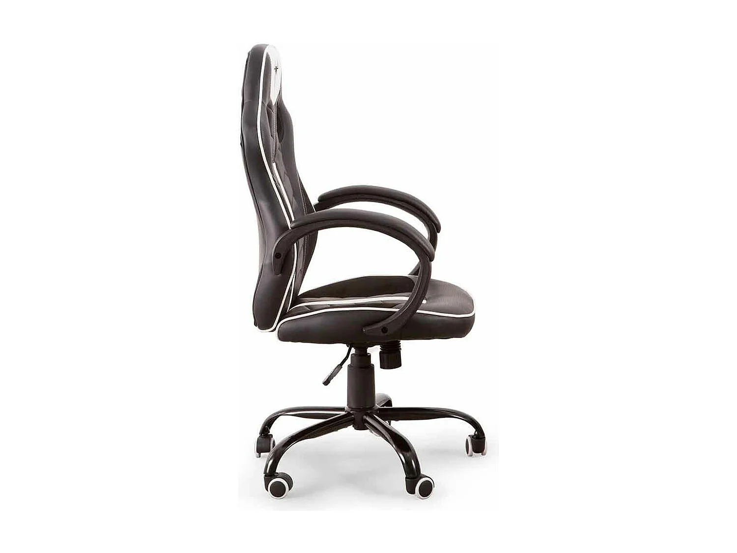 Silla gaming Spider, Silla de escritorio, sillón giratorio elevable de piel sintética con reposabrazos en color blanco