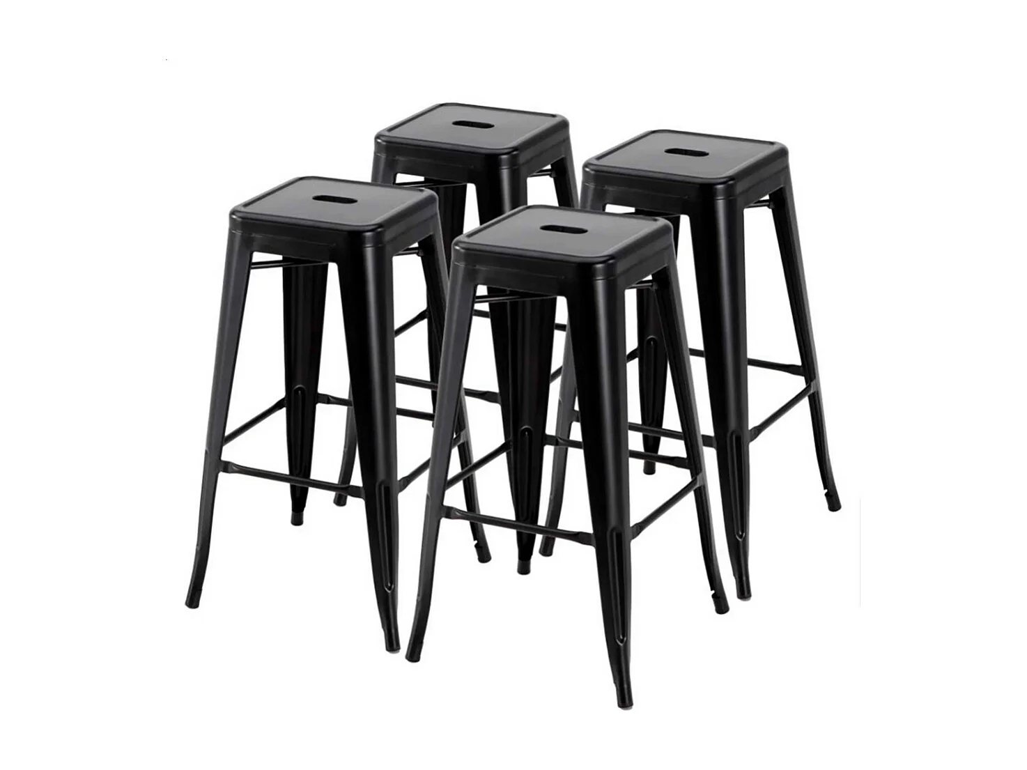 Pack de 4 taburetes de 76x45x45 cm de acero de estilo industrial en color negro Tolix