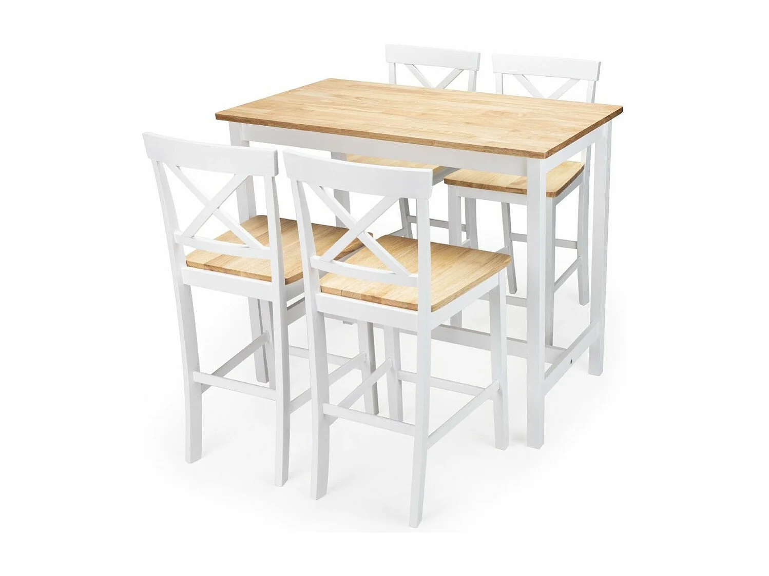 Pack de 2 taburetes de 95x42x49 cm de diseño rústico moderno en color blanco Justin