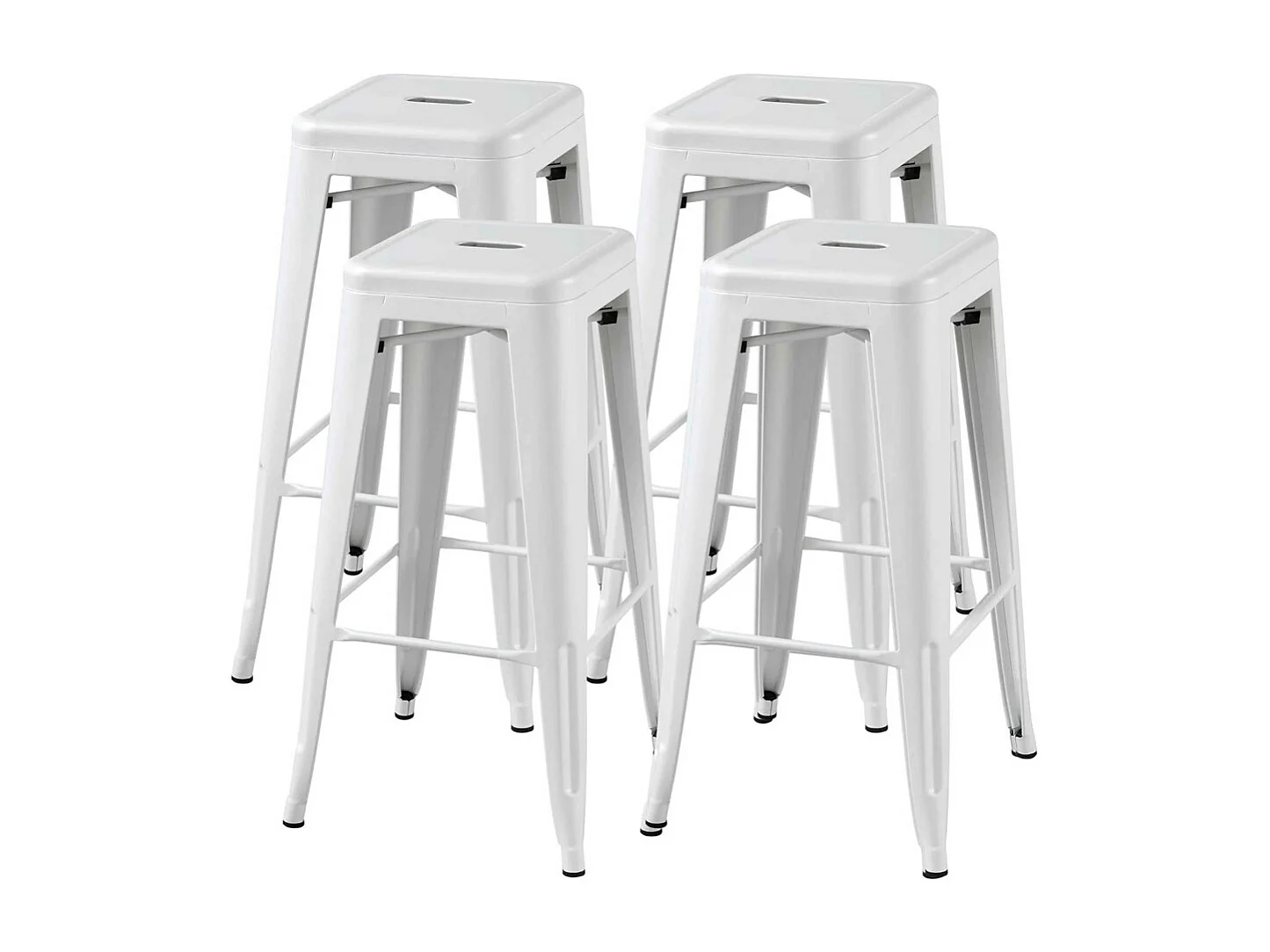 Pack de 4 taburetes de 76x45x45 cm de acero de estilo industrial en color blanco Tolix
