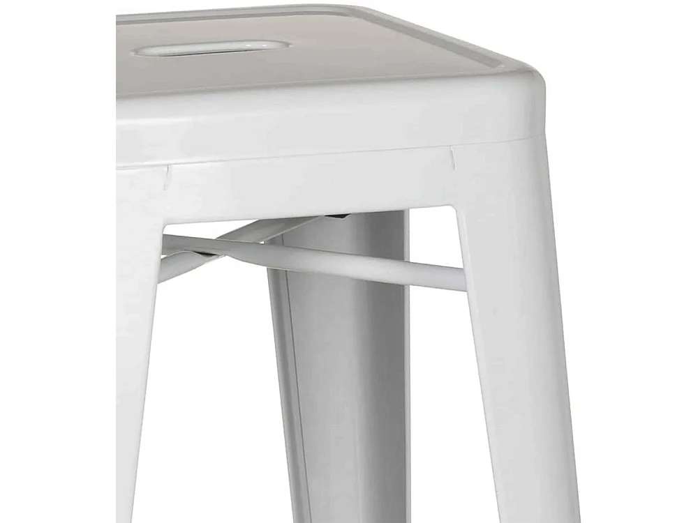 Pack de 4 taburetes de 76x45x45 cm de acero de estilo industrial en color blanco Tolix