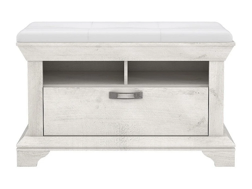 Banco asiento de 62x99x46 cm de madera con almacenaje y cajón en color blanco Karen
