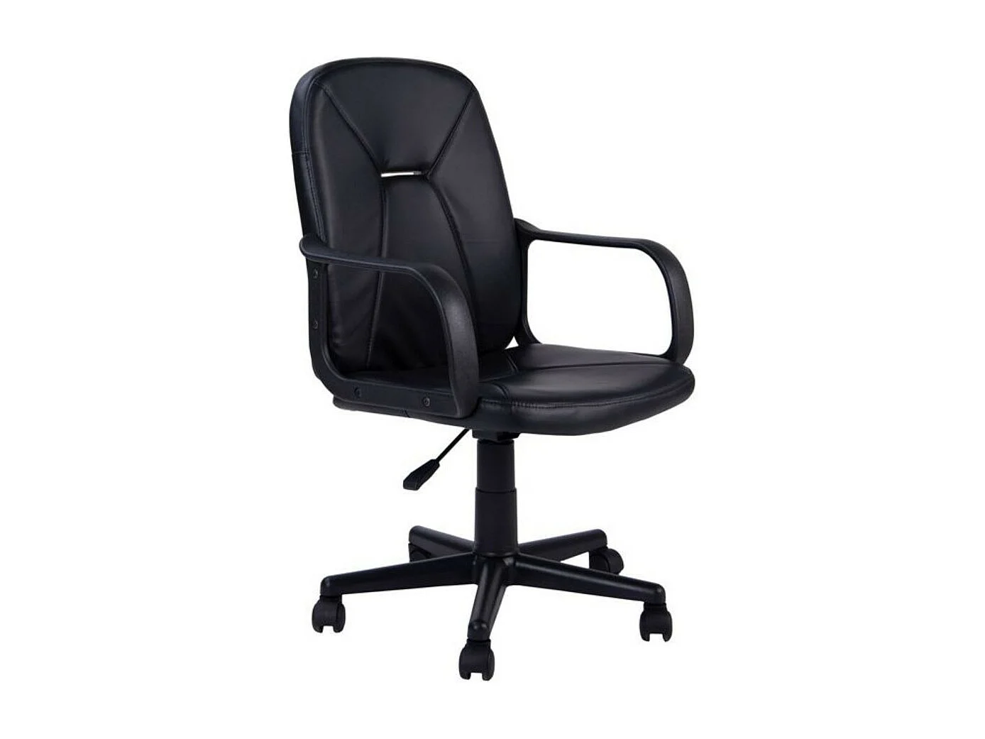 Silla de escritorio de 91-103x57x57 cm de polipiel en color negro con reposabrazos Genet