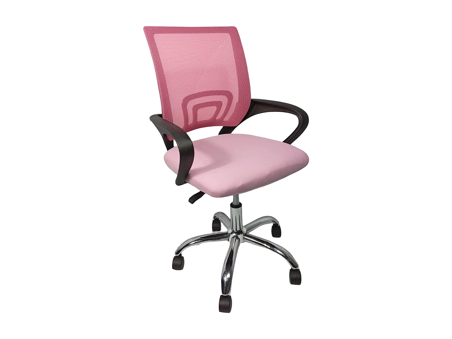 Silla de escritorio de 100x52x54 cm patas metálicas giratoria y elevable en color rosa Nala