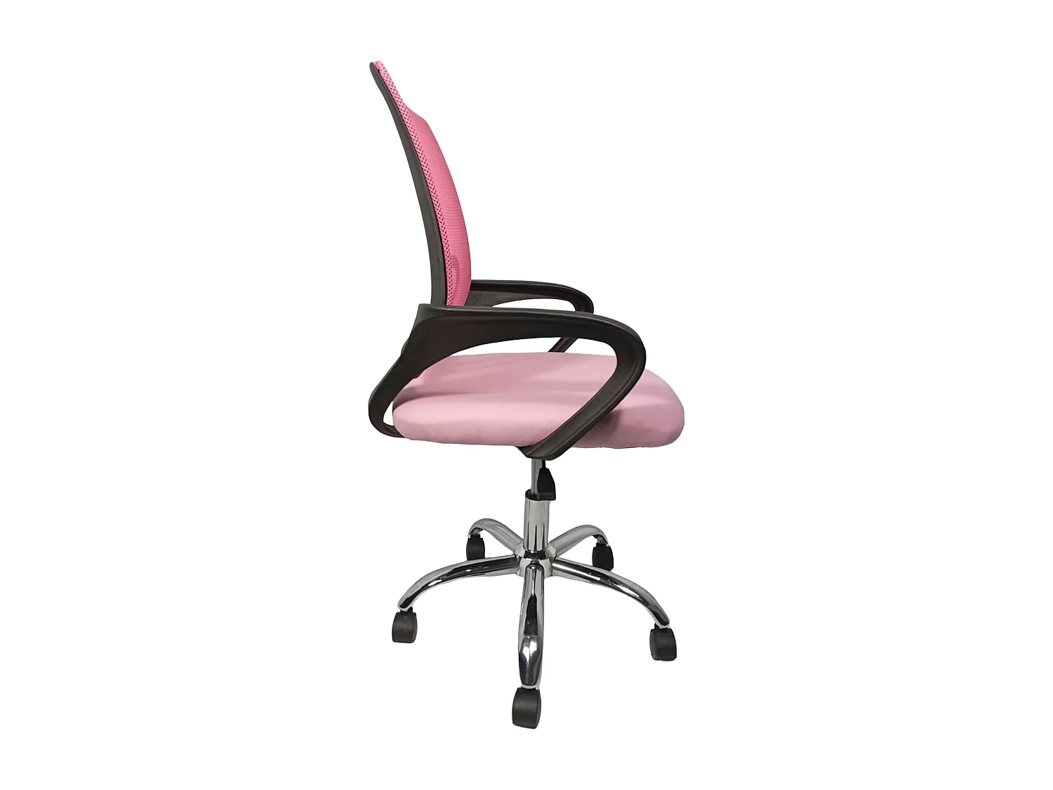 Silla de escritorio de 100x52x54 cm patas metálicas giratoria y elevable en color rosa Nala