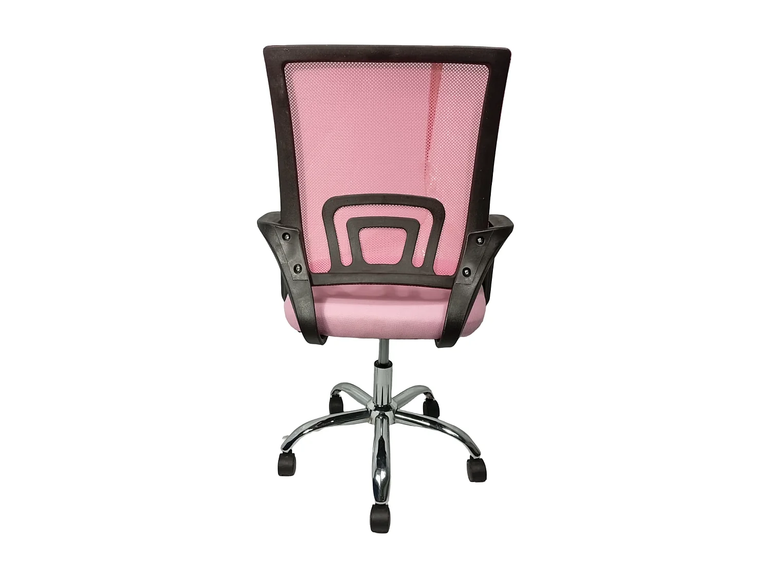 Silla de escritorio de 100x52x54 cm patas metálicas giratoria y elevable en color rosa Nala