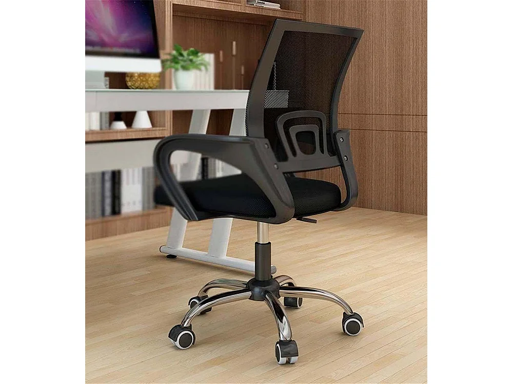 Silla de escritorio de 100x52x54 cm patas metálicas giratoria y elevable en color negro Nala