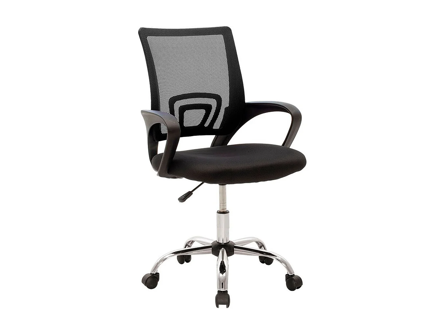 Silla de escritorio de 100x52x54 cm patas metálicas giratoria y elevable en color negro Nala