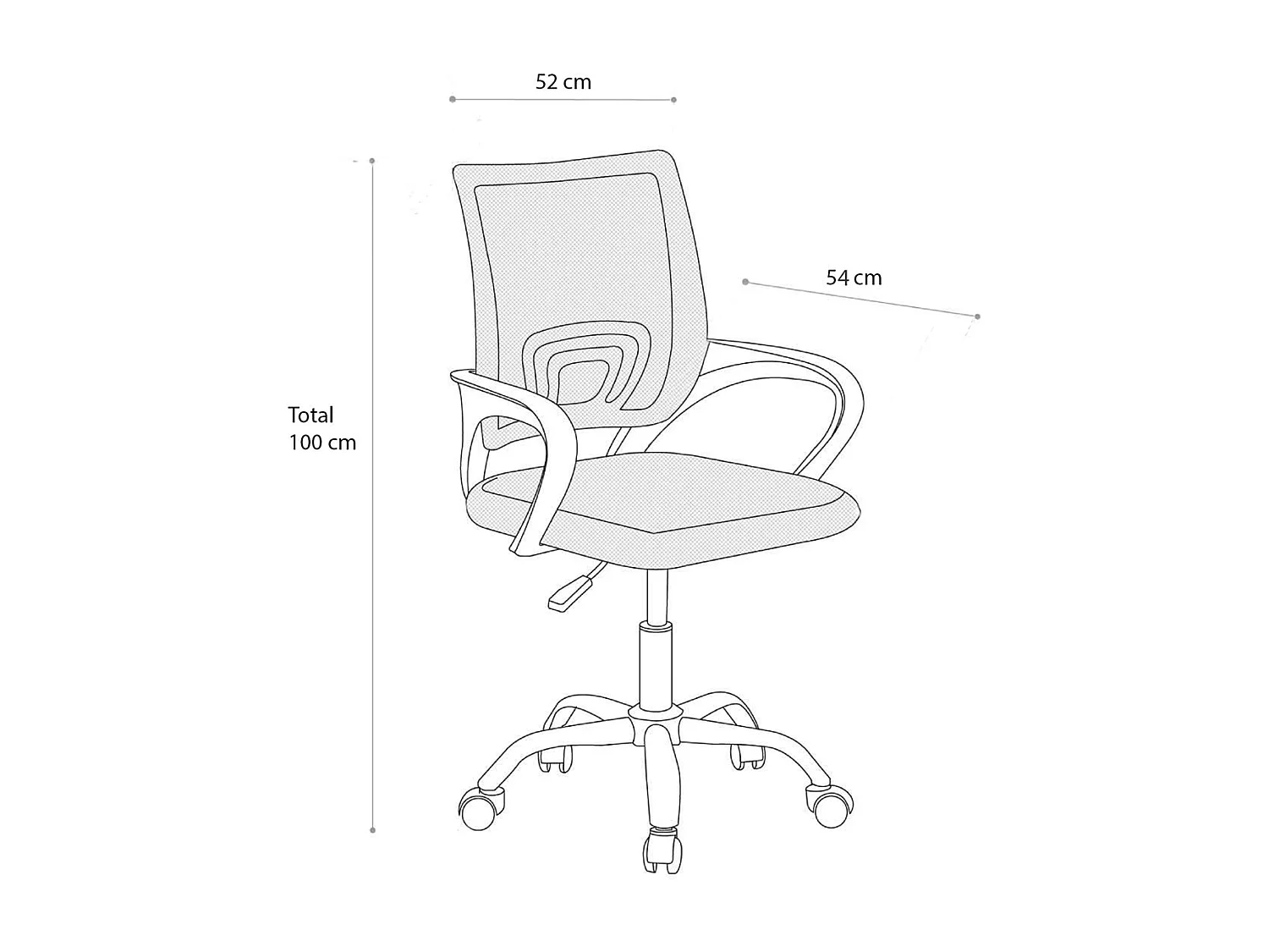 Silla de escritorio de 100x52x54 cm patas metálicas giratoria y elevable en color negro Nala