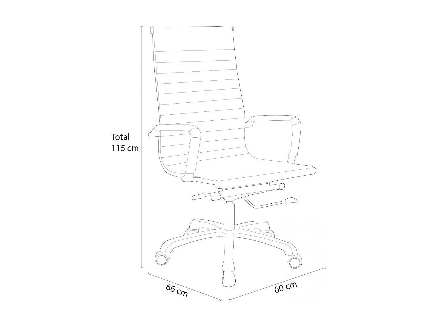 Silla de escritorio de 115x60x66 cm de acero cromado y polipiel en color negro Andy