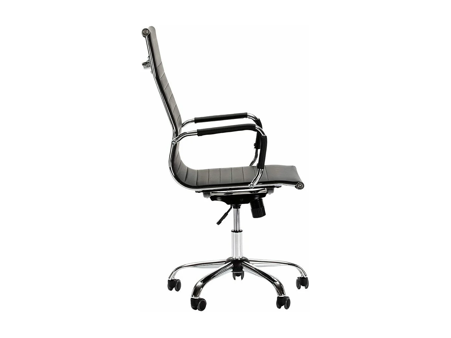 Silla de escritorio de 115x60x66 cm de acero cromado y polipiel en color negro Andy