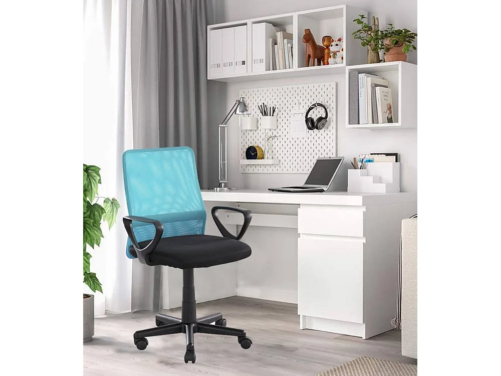 Silla de escritorio de 85-95x61x56 giratoria y elevable con ruedas en color turquesa Maya