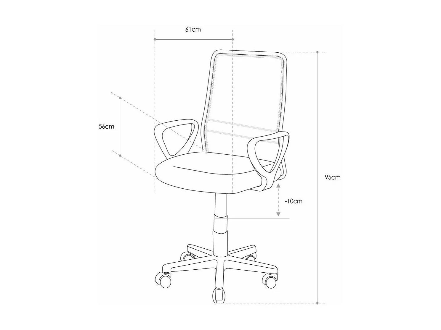 Silla de escritorio de 85-95x61x56 giratoria y elevable con ruedas en color turquesa Maya