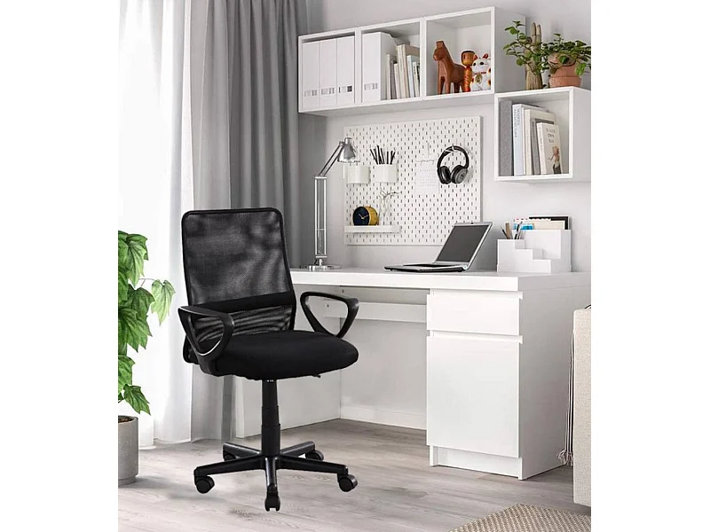Silla de escritorio de 85-95x61x56 giratoria y elevable con ruedas en color negro Maya