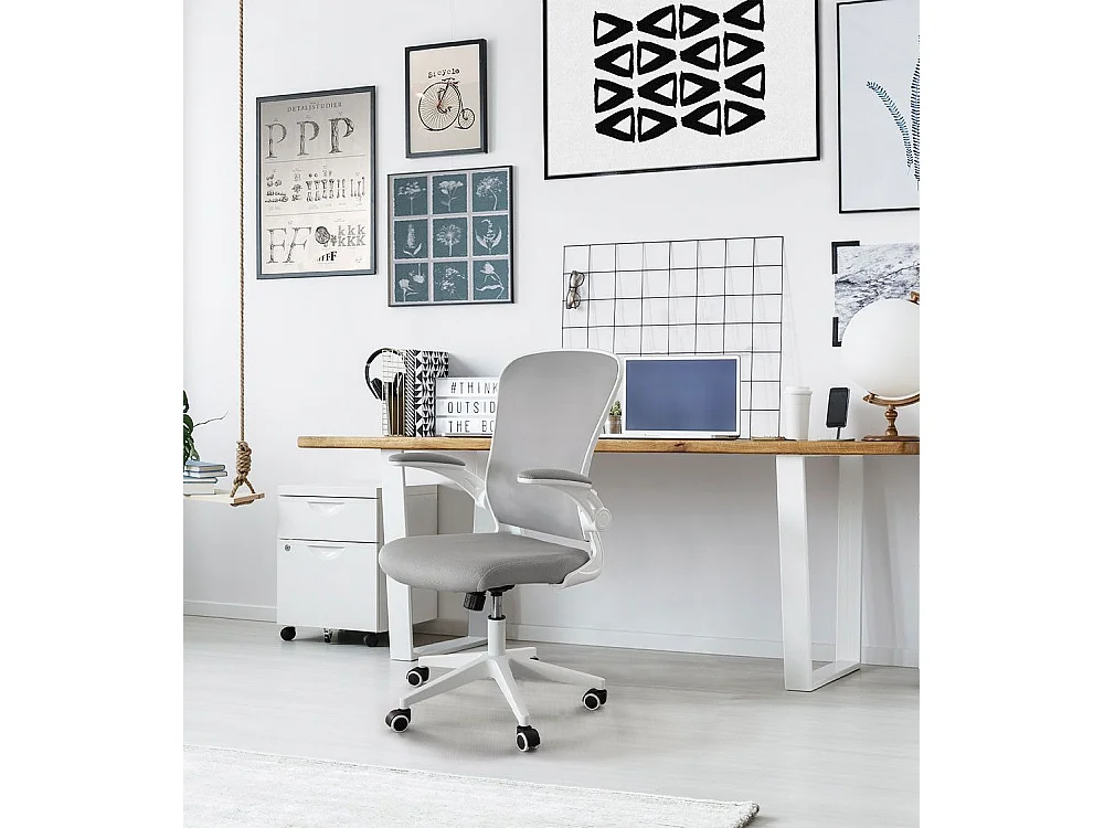 Silla de escritorio giratoria y elevable de 109x64x66 cm de tela en color gris Carly