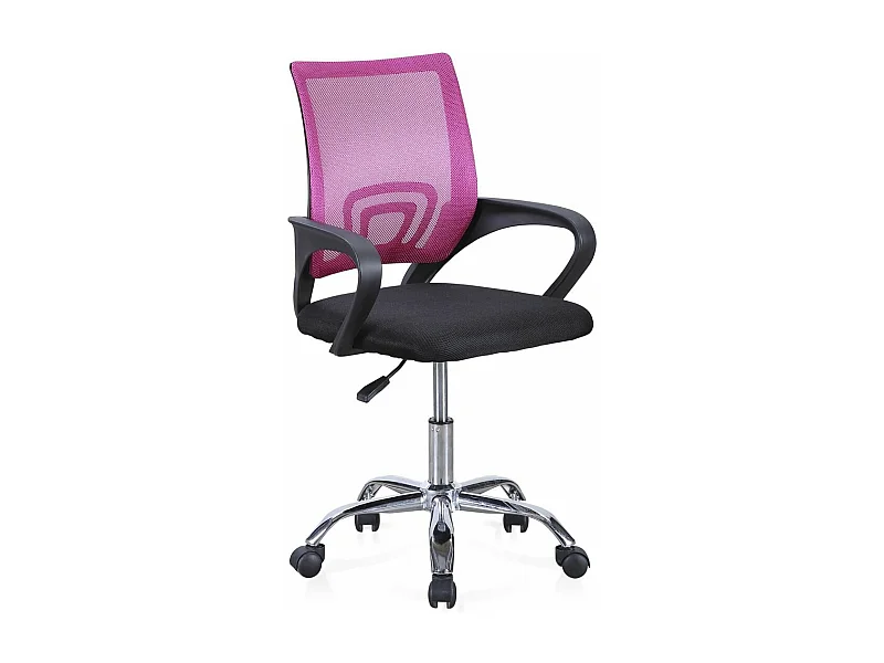 Silla de escritorio de 90-102x60x60 cm con respaldo transpirable en color rosa Vera