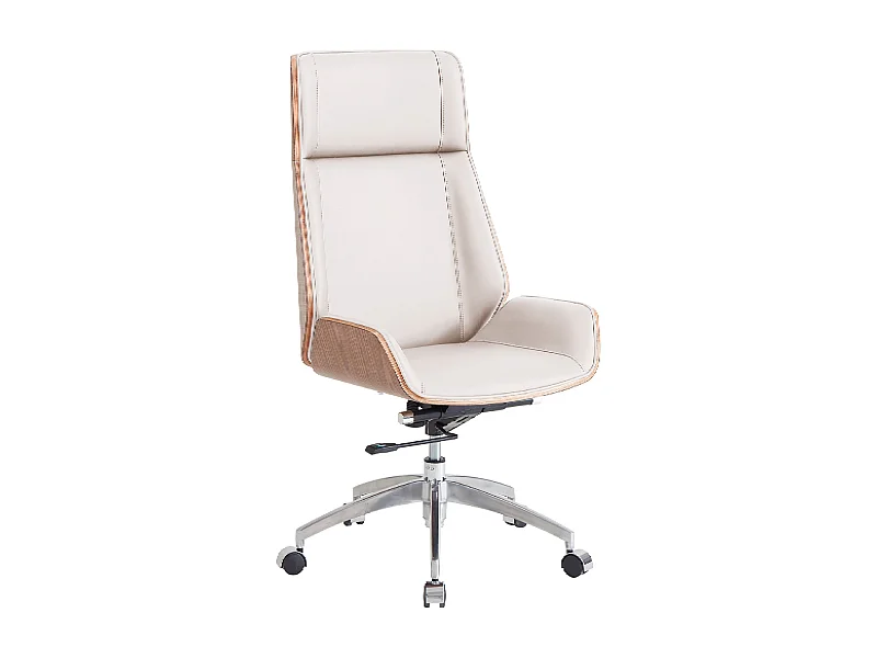 Silla de escritorio de 111-117x69x64 cm de madera y polipiel en color blanco Imperio