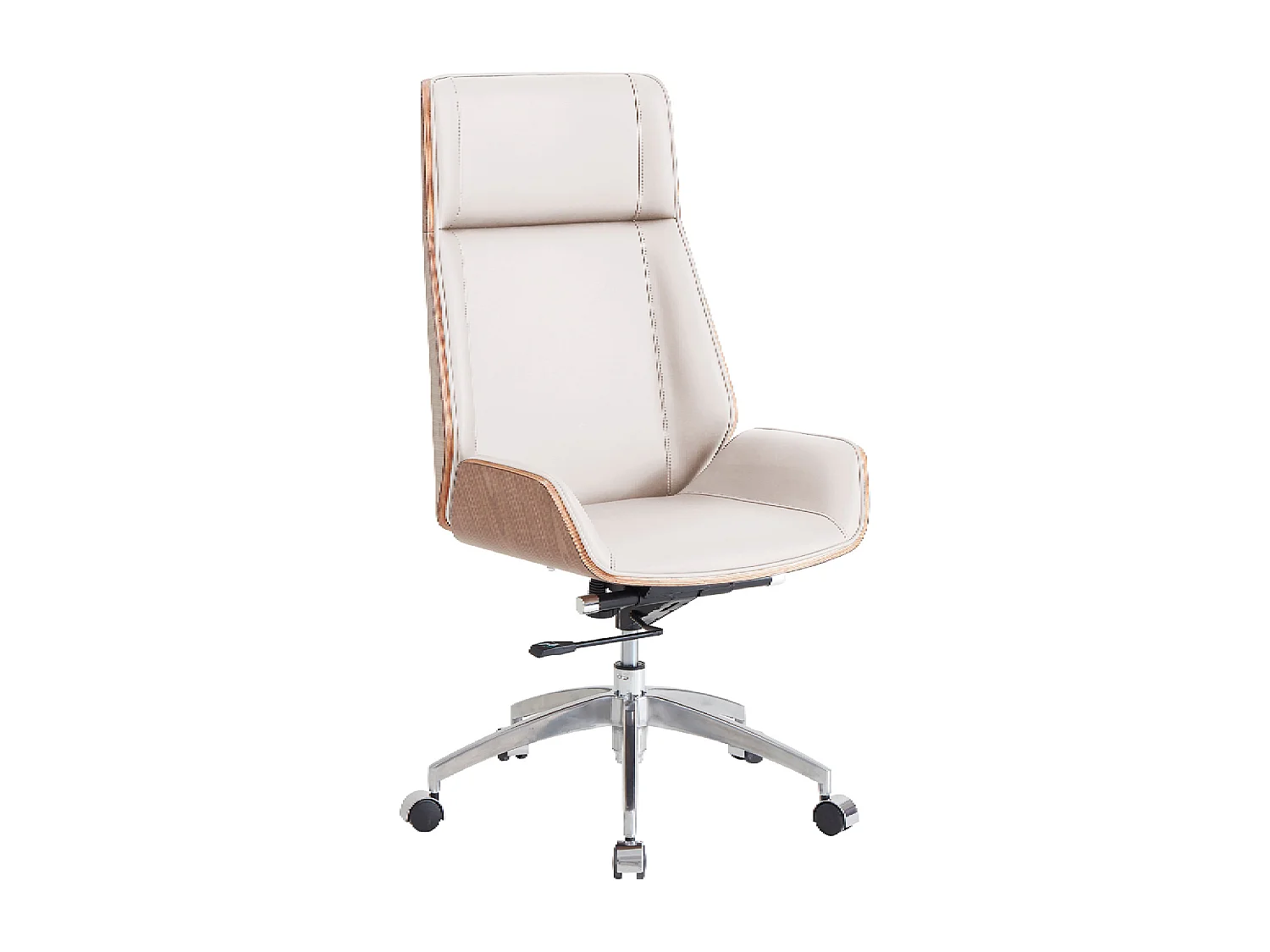 Silla de escritorio de 111-117x69x64 cm de madera y polipiel en color blanco Imperio