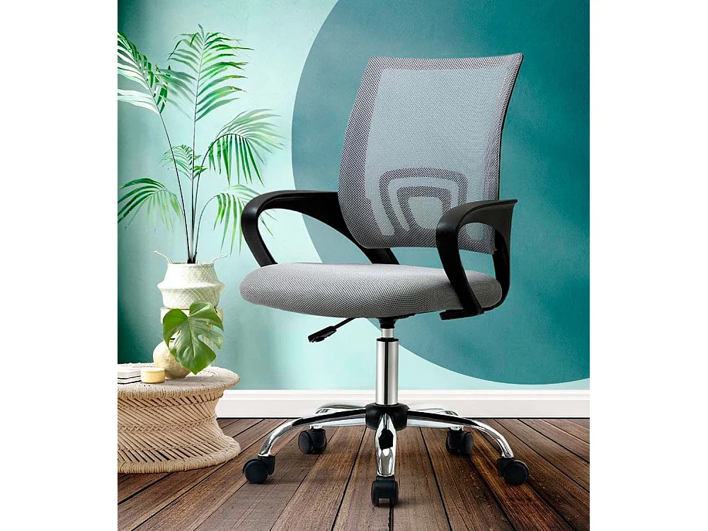 Silla de escritorio de 100x52x54 cm patas metálicas giratoria y elevable en color gris Nala