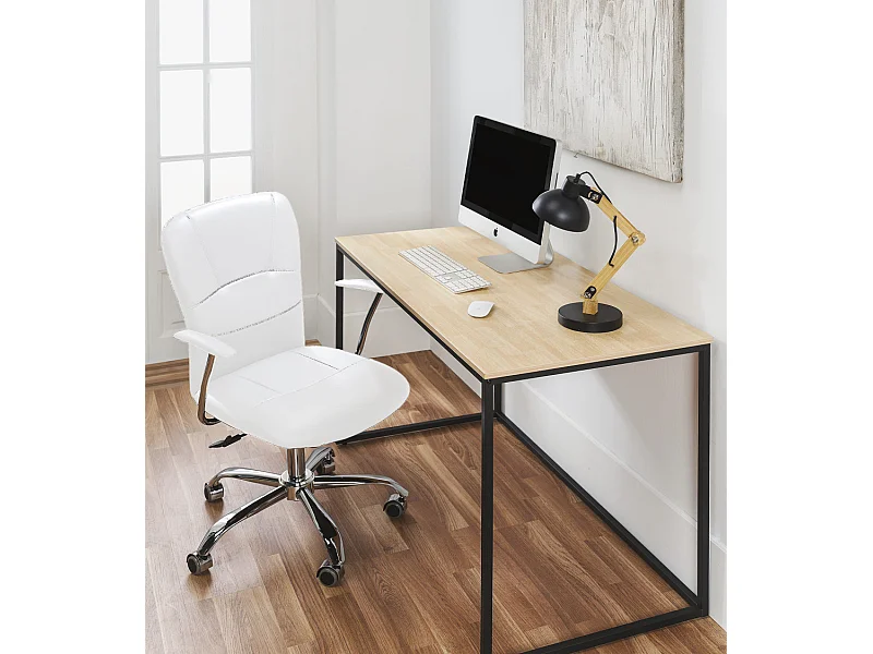 Silla de oficina de 94-104x64x64 cm giratoria y elevable de polipiel en color blanco Magic