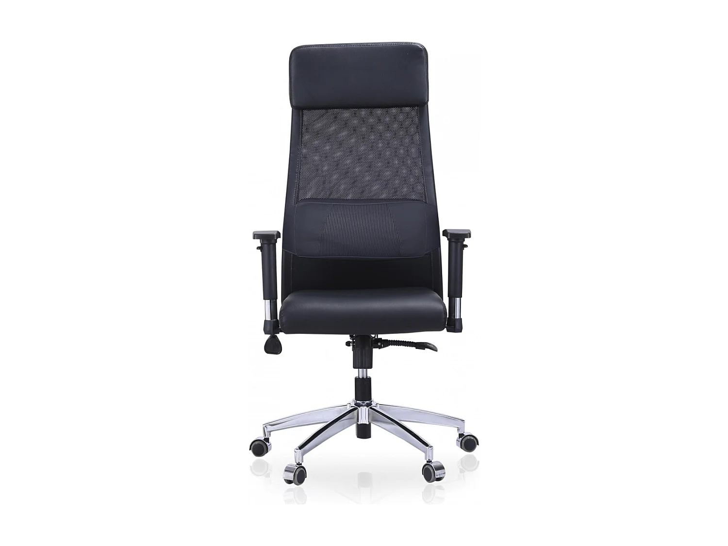 Silla de oficina de 120-128x70x70 cm con soporte lumbar y cabecero en color negro Aire