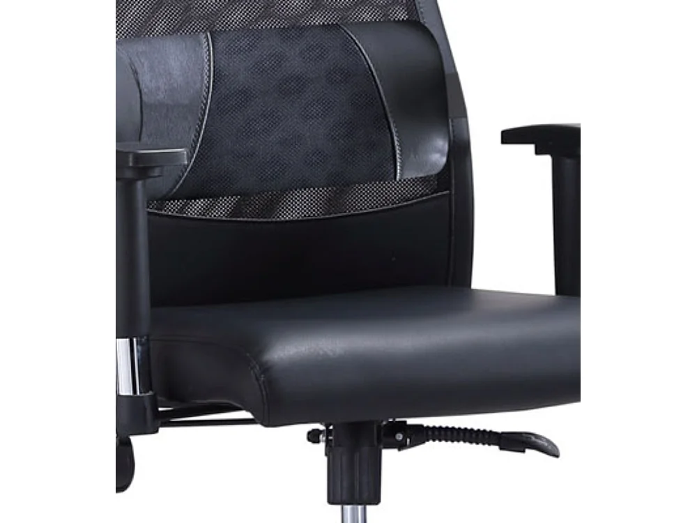 Silla de oficina de 120-128x70x70 cm con soporte lumbar y cabecero en color negro Aire