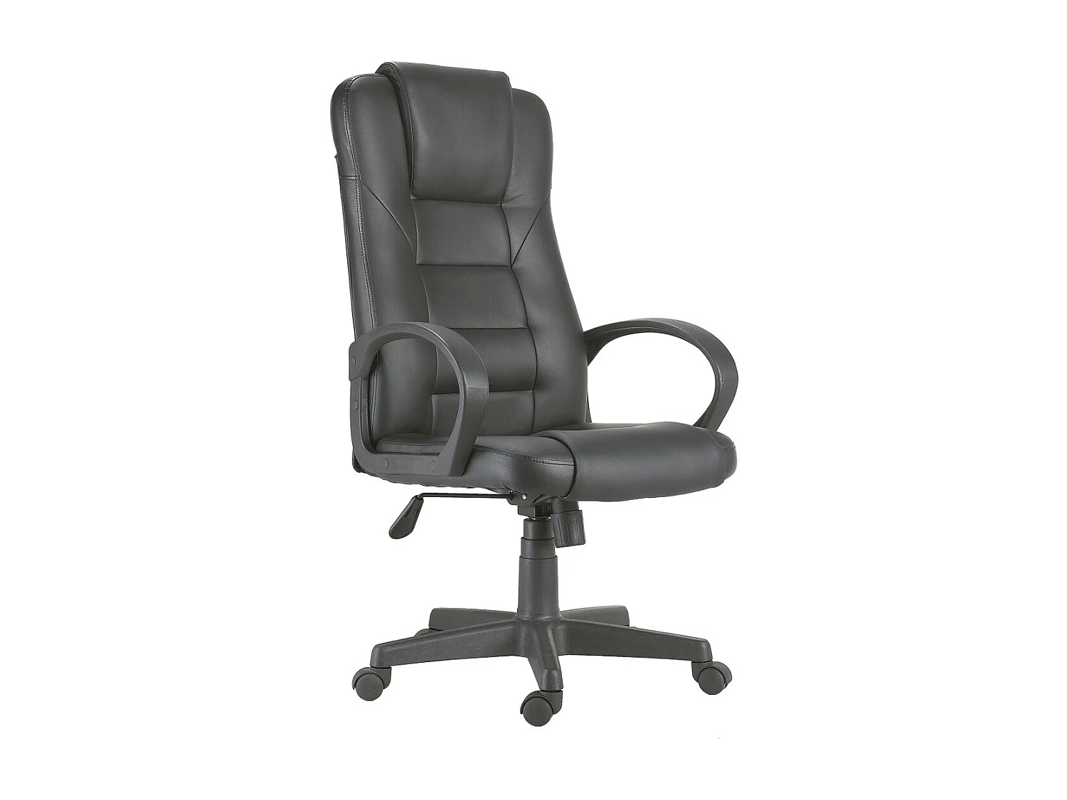 Silla de oficina de 118-126x64x64 cm ergonómica tapizada en polipiel en color negro Abogat