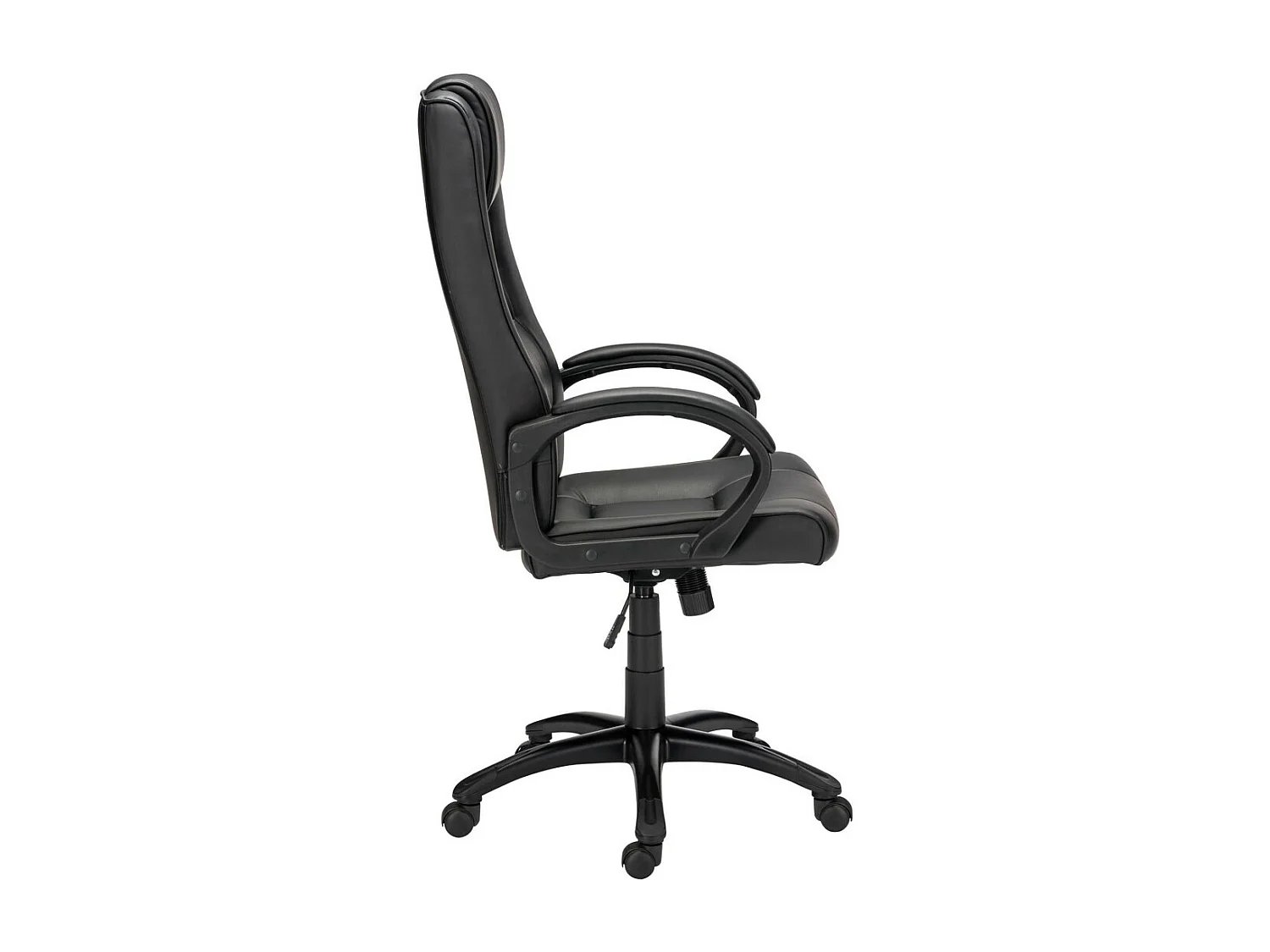Silla de oficina de 118-126x64x64 cm ergonómica tapizada en polipiel en color negro Abogat