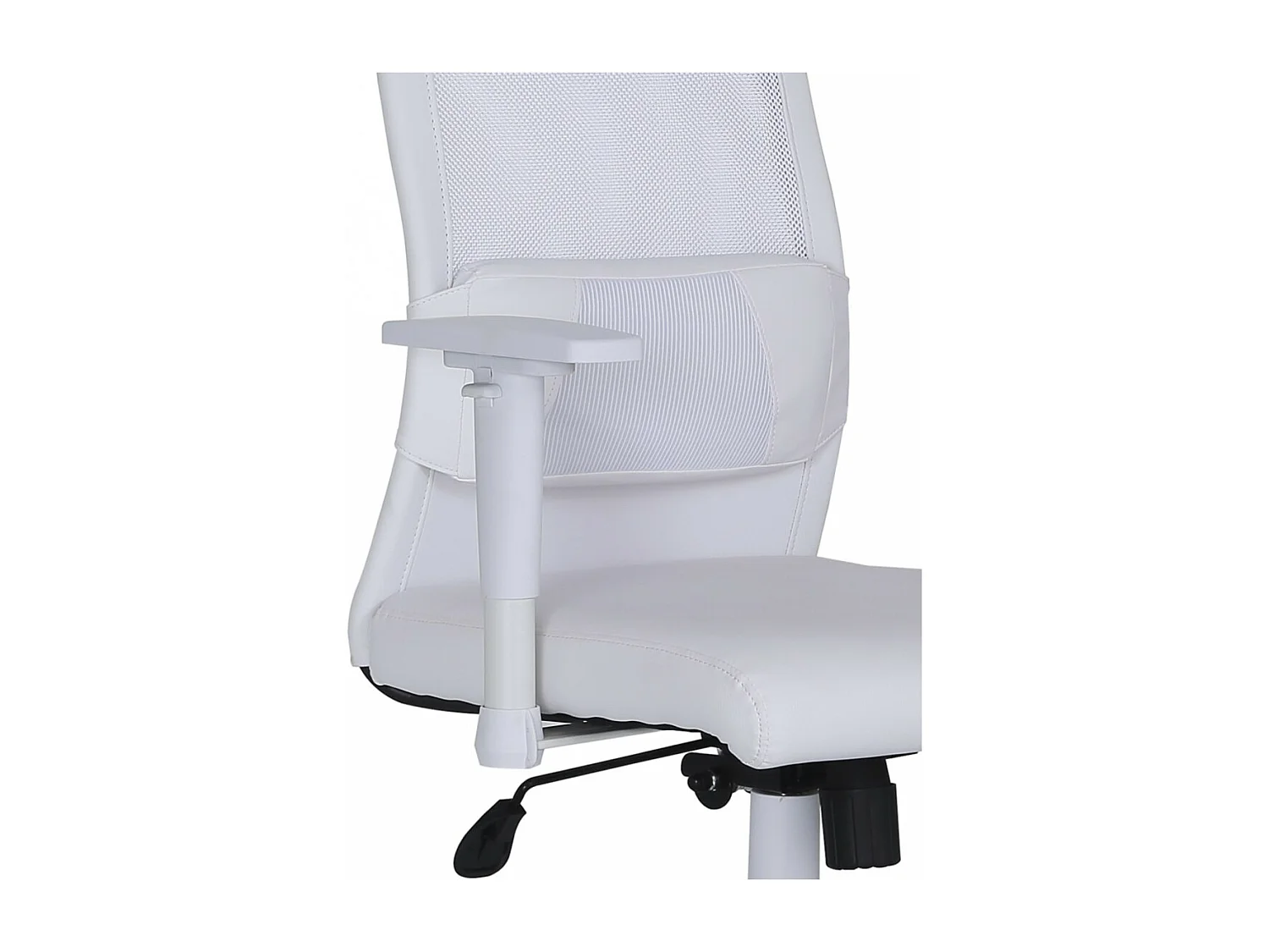 Silla de oficina de 120-128x70x70 cm con soporte lumbar y cabecero en color blanco Aire