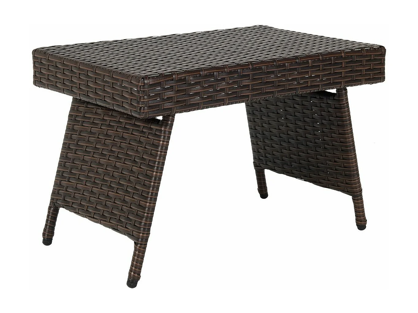 Table Basse de Jardin, Pliante en Rotin 60 x 40 x 40 CM Table d'Appoint avec Coussinets de Pied Réglables, Brun