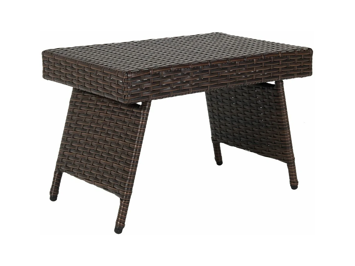 Table Basse de Jardin, Pliante en Rotin 60 x 40 x 40 CM Table d'Appoint avec Coussinets de Pied Réglables, Brun