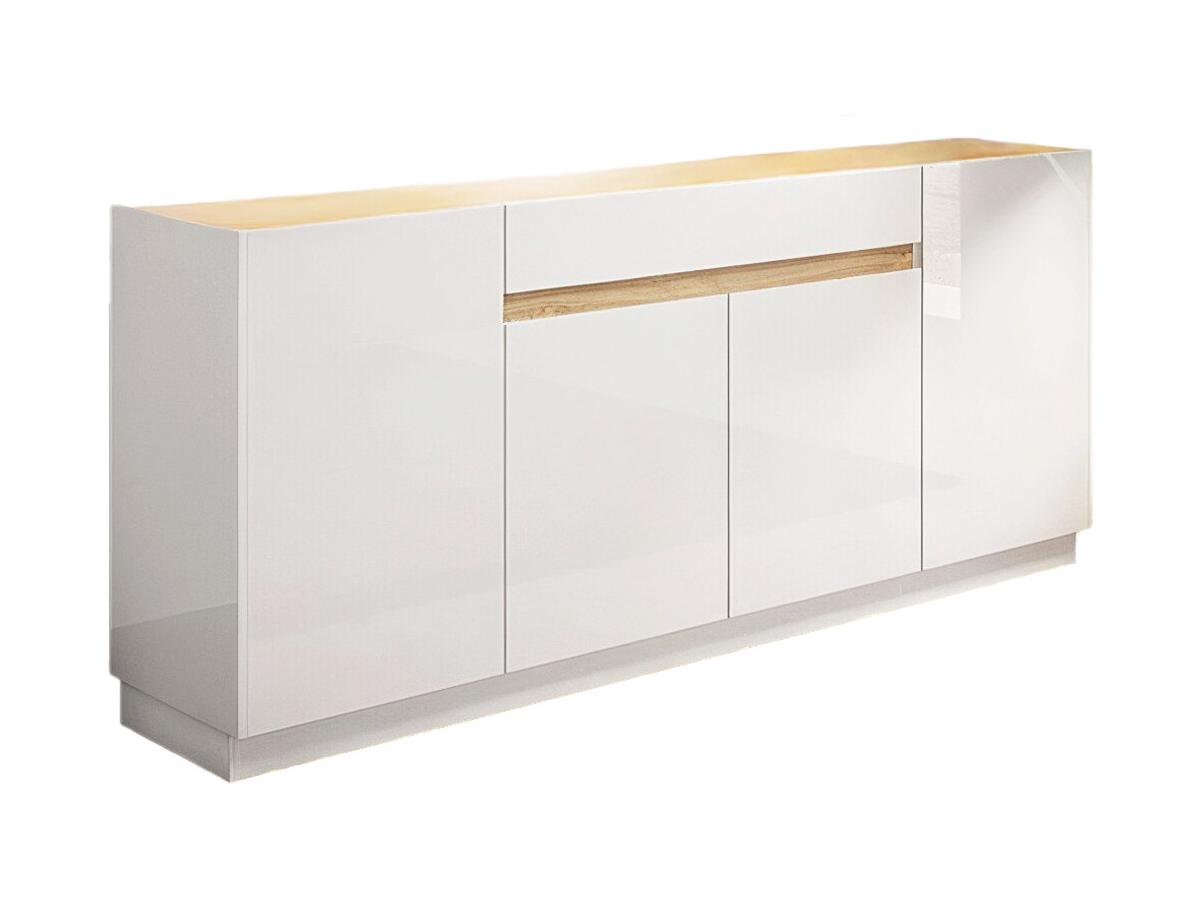 Sideboard mit 4 Türen & 1 Schublade - Weiß & Holzfarben - EMORA günstig online kaufen